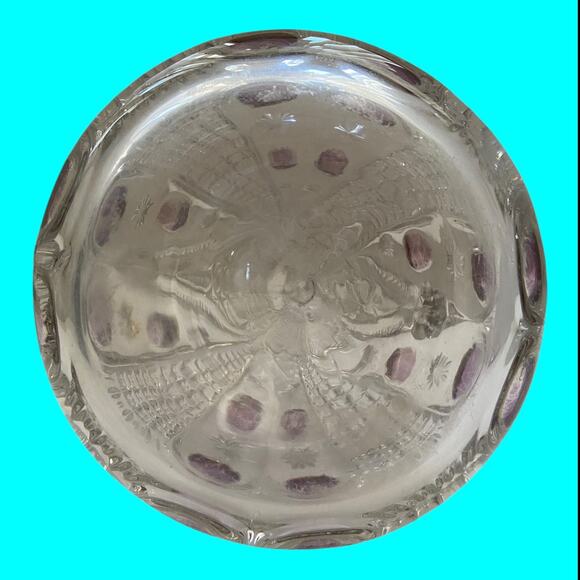 Vtg EAPG Glass Vinegar-Oil Cruet, Stopper Cranberry Flash Pitcher Dimple & Star - Picture 16 of 16